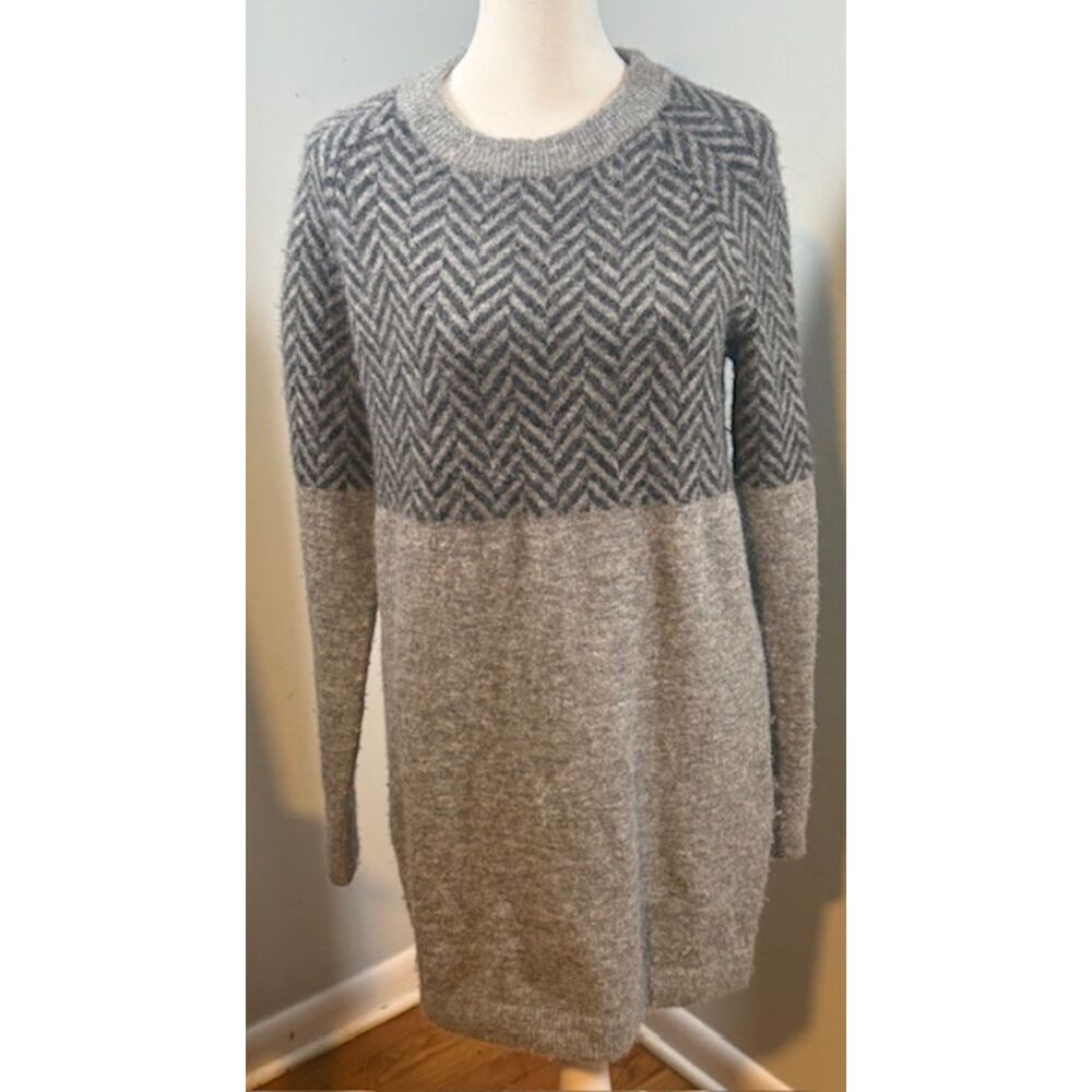 Wilfred Free Italian Yarn Alpaca Blend Herringbone Sweater Dress XXS Scandi Girl